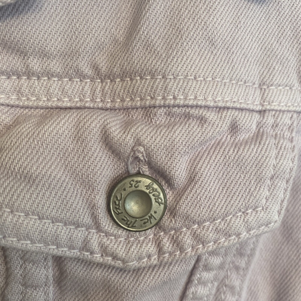 Free People Rumors Denim Jacket Pastel Purple Long Sleeve Button Front Size XS - Picture 5 of 6